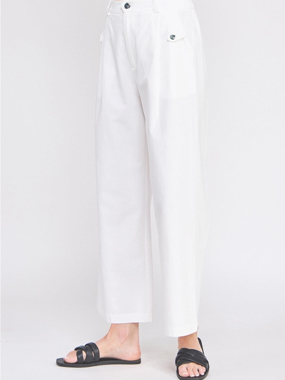 Cropped White Women's Wide-Leg Pants